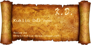 Kuklis Dénes névjegykártya