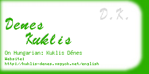 denes kuklis business card